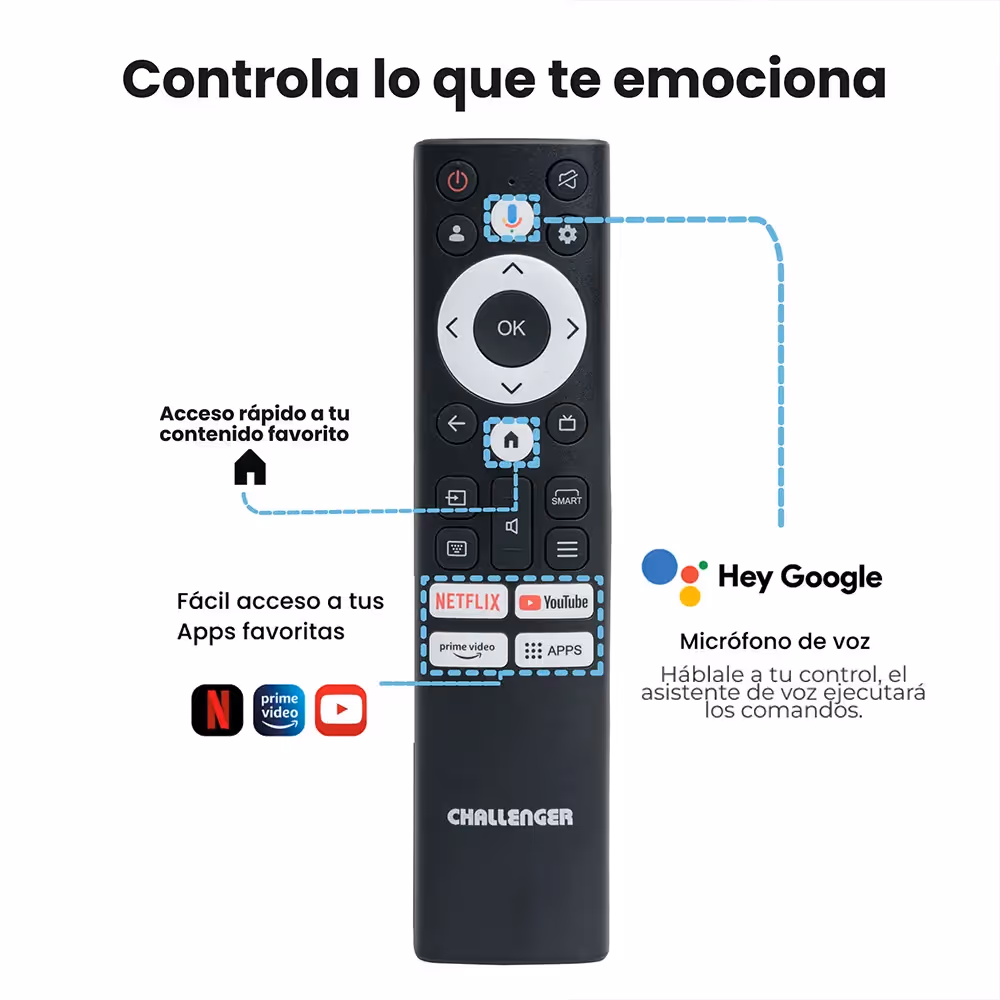 Televisor Challenger 32 Pulgadas HD LED Smart TV Google 32TG79TB