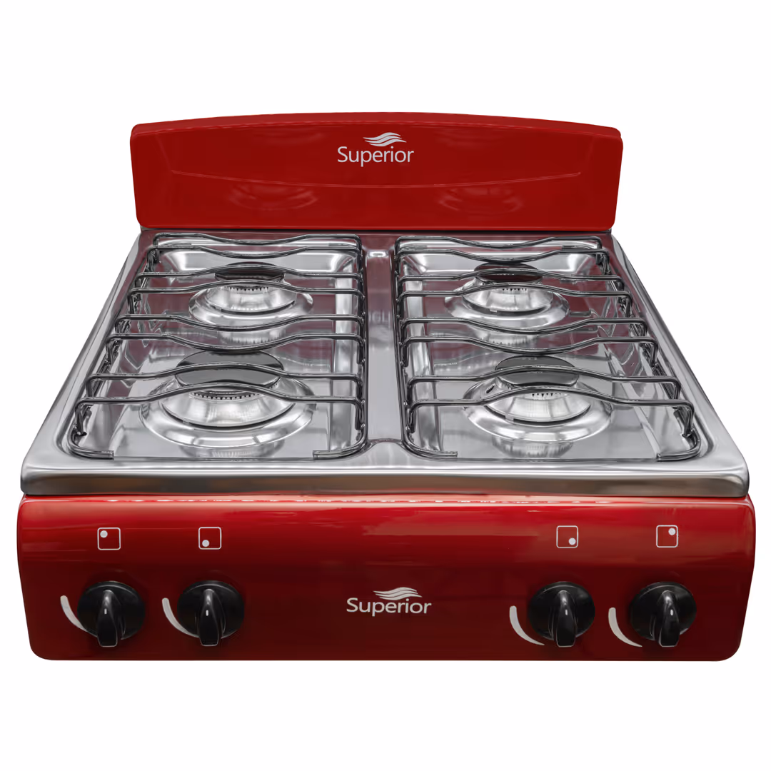 Estufa de mesa Superiro 4 Puesto con Torre  GLP Roja - 7053 07 P