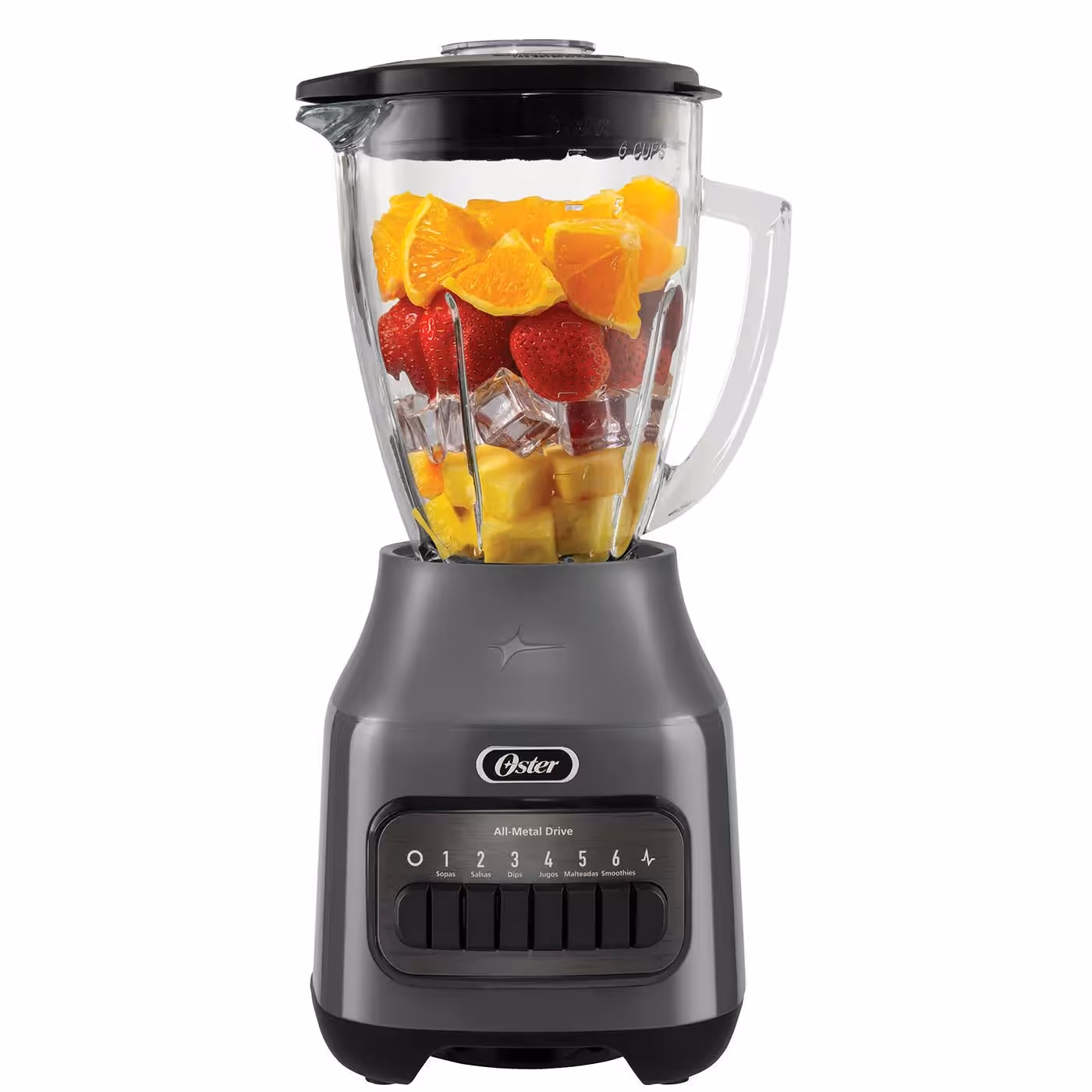 Licuadora Oster 1.5 Litros 800W - 6 Velocidades, Vaso de Vidrio (Gris)